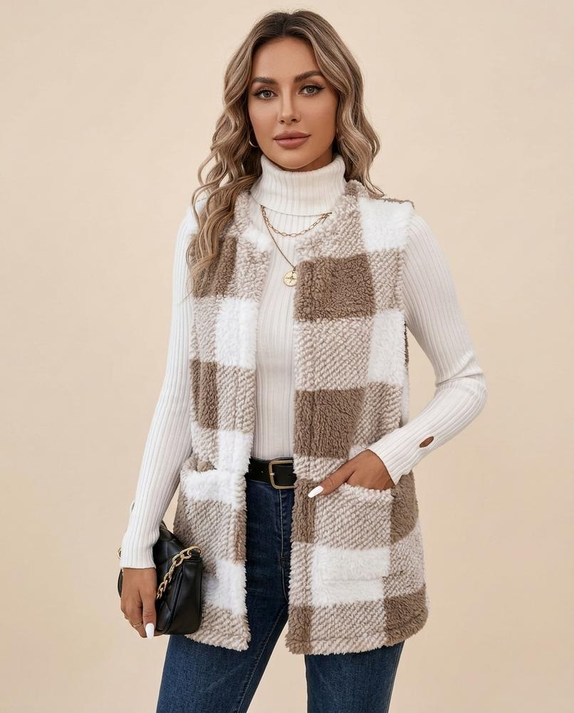 Lulus Secrets - Timer | Checkered Plush Vest Women