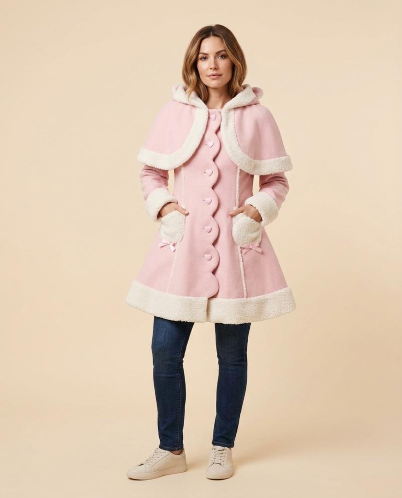 Lulus Secrets - Comin | Shearling-Trimmed Scalloped Coat Women