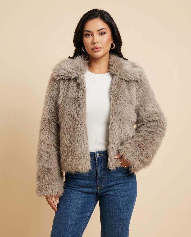 Lulus Secrets - Tator | Faux-Fur Zip-Up Jacket Women