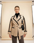 Lulus Secrets - Vavin | Contrast-Trim Belted Coat Women
