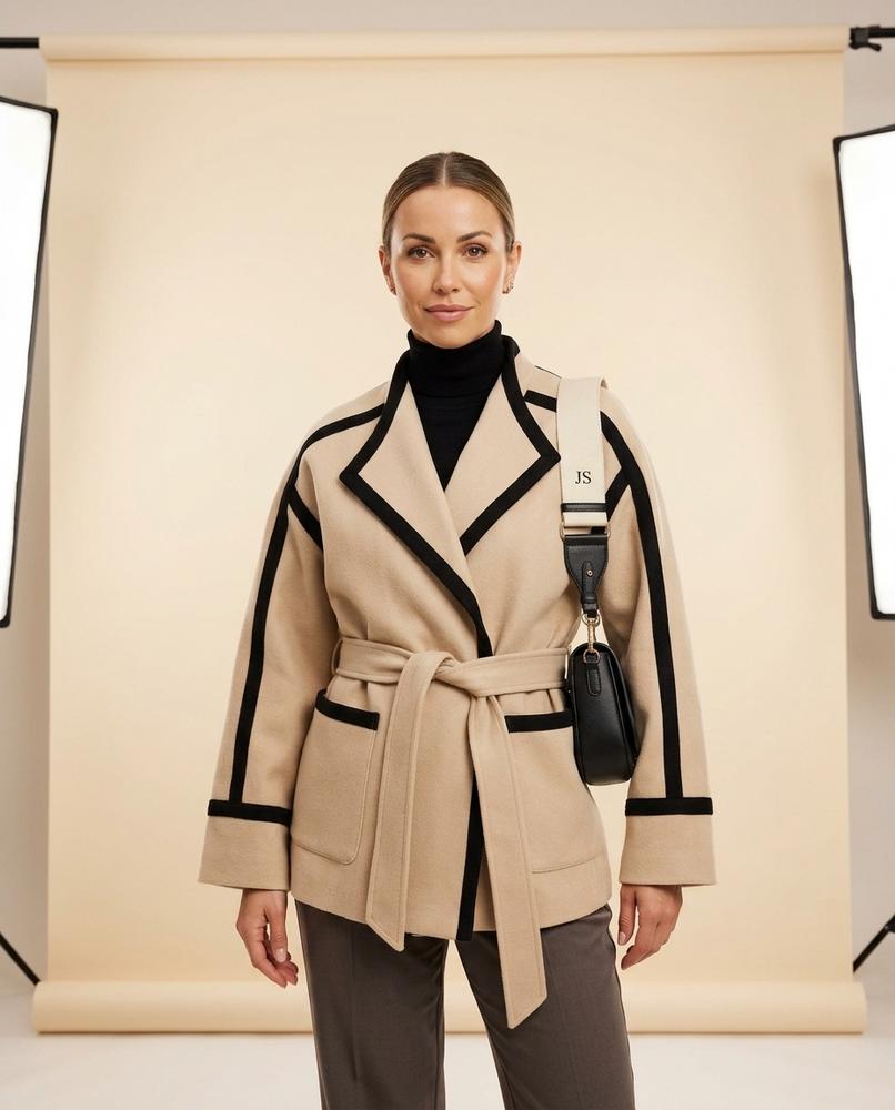 Lulus Secrets - Vavin | Contrast-Trim Belted Coat Women