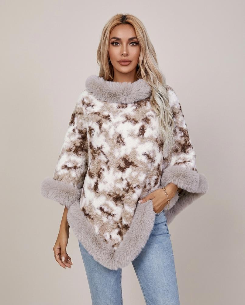 Lulus Secrets - Maser | Fur-Trimmed Poncho-Style Sweater Women