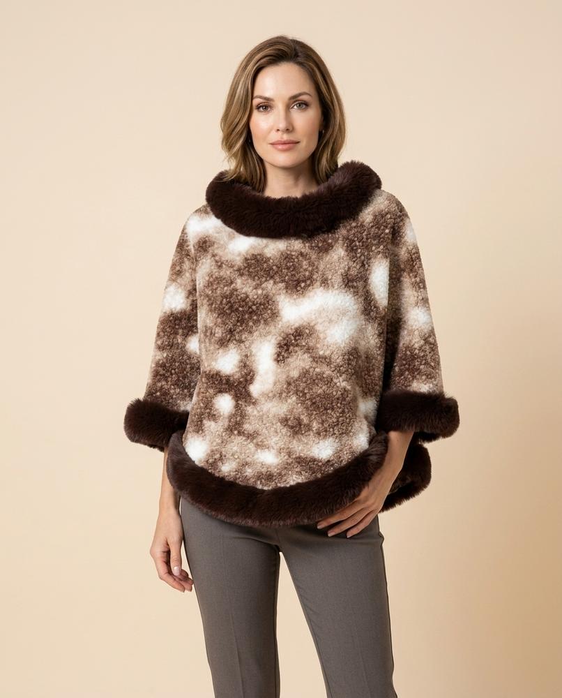 Lulus Secrets - Maser | Fur-Trimmed Poncho-Style Sweater Women