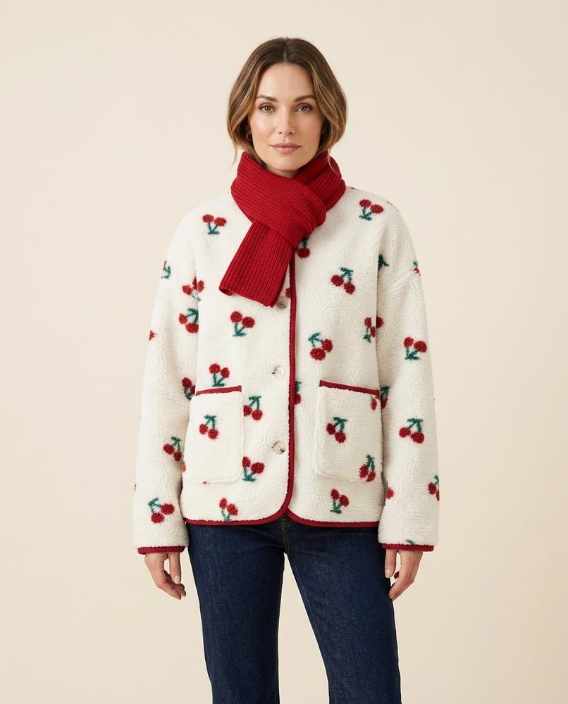 Lulus Secrets - Lolin | Fleece Cherry-Patterned Jacket Women