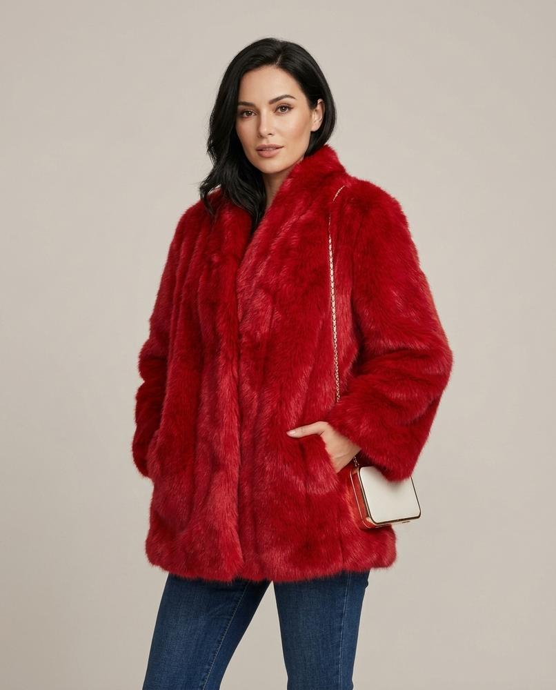 Lulus Secrets - Satir | Shawl-Collar Faux-Fur Coat Women