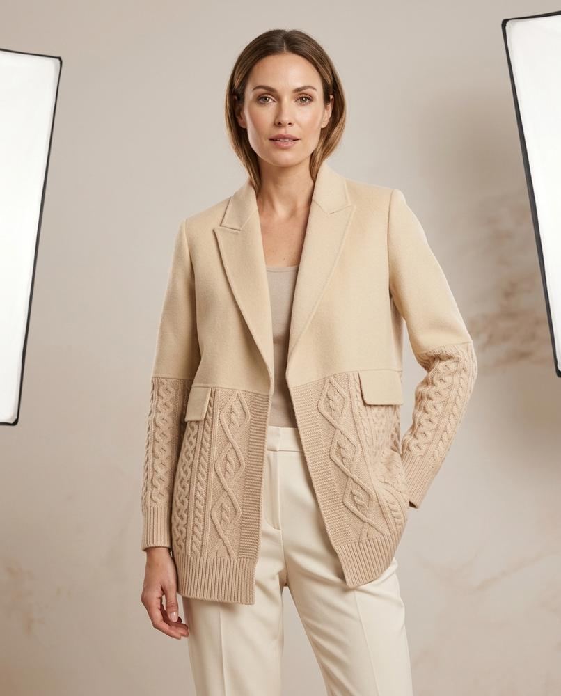 Lulus Secrets - Semir | Mixed-Material Cable-Knit Jacket Women