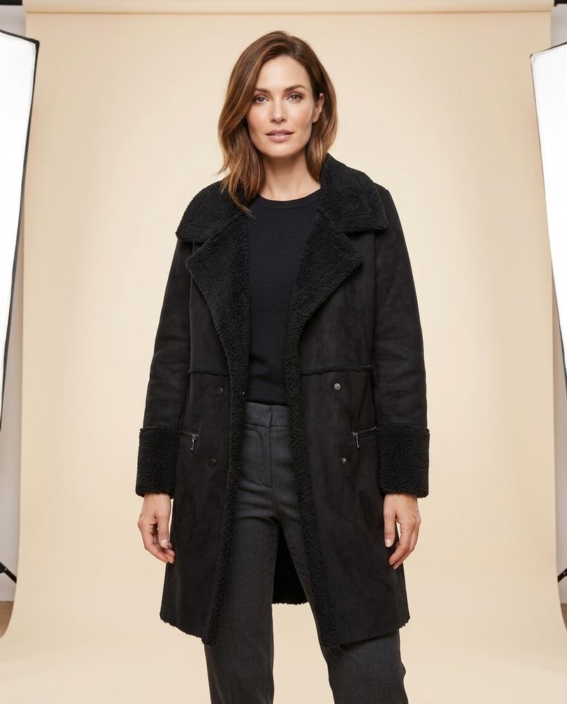 Lulus Secrets - Nozan | Shearling-Lined Double-Breasted Coat Women