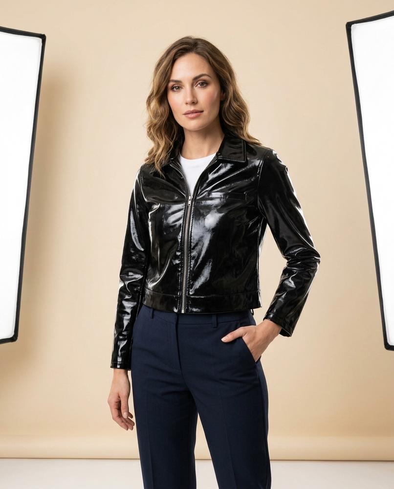 Lulus Secrets - Alvin | Patent-Look Cropped Jacket Women