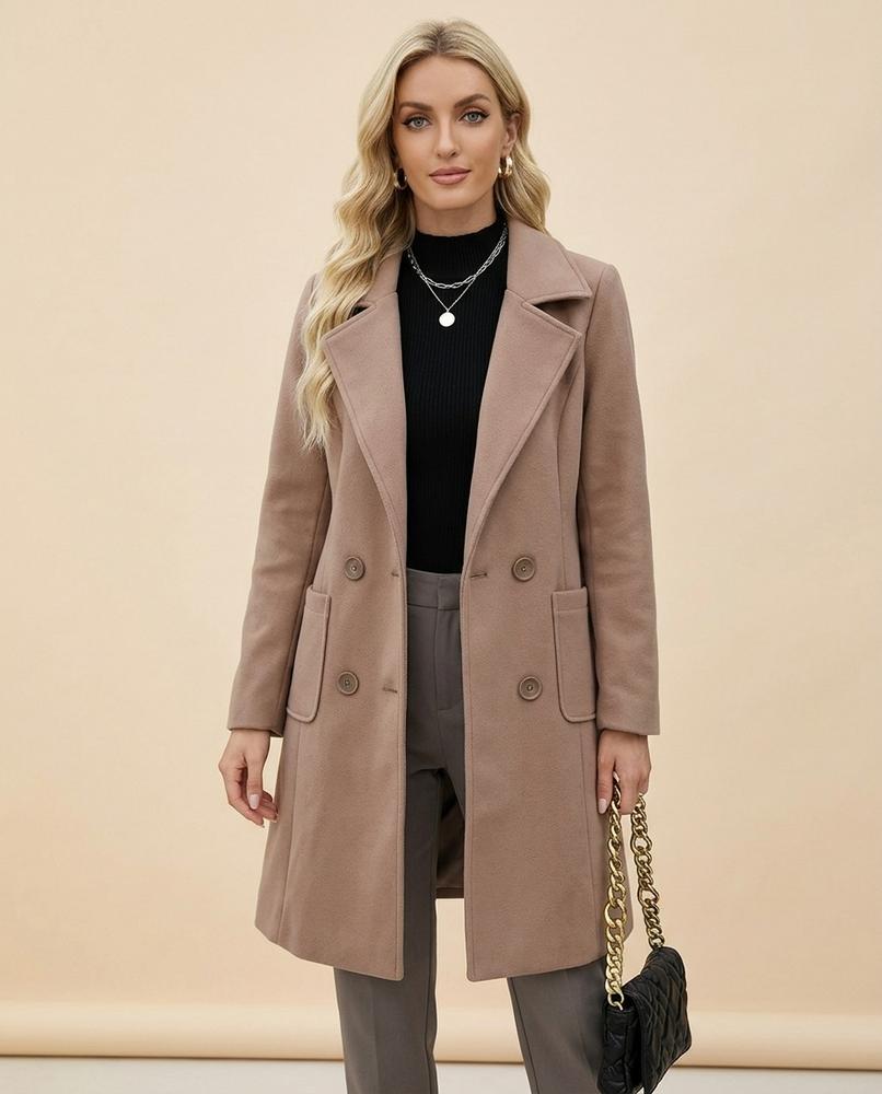 Lulus Secrets - Yorev | Double-Breasted Notched-Lapel Coat Women
