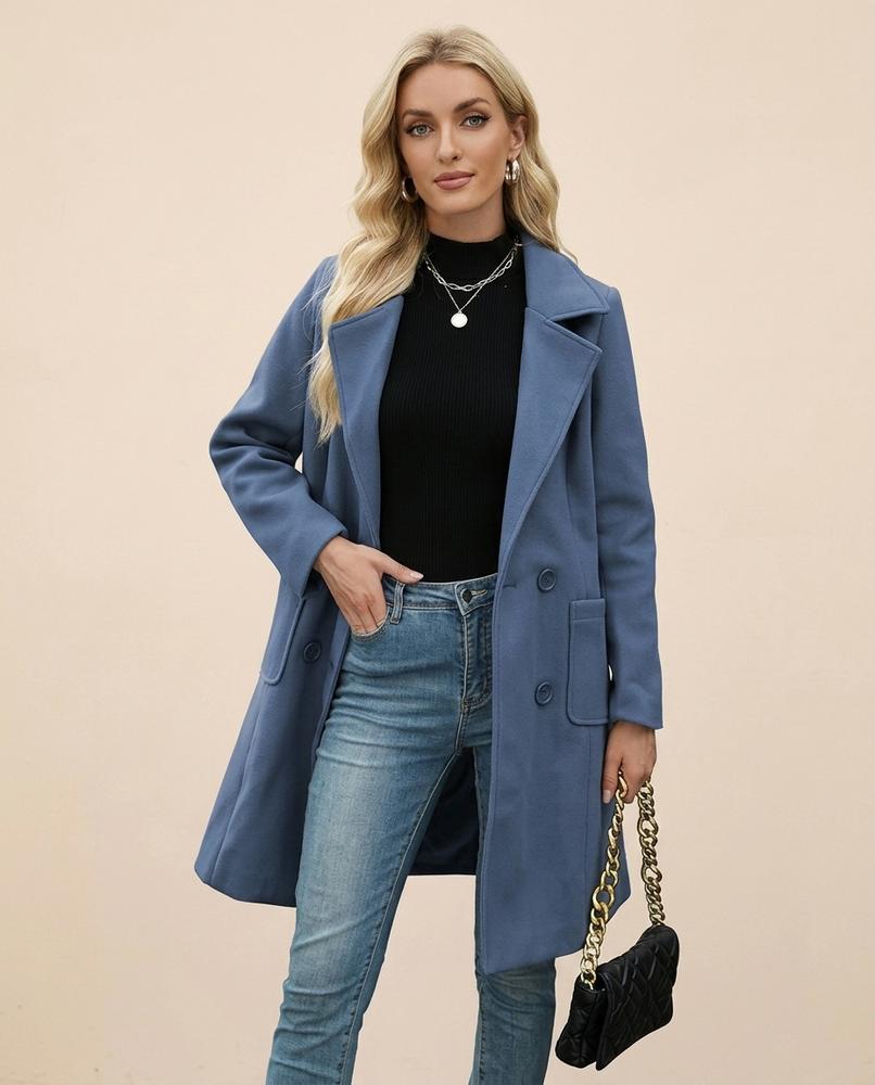 Lulus Secrets - Yorev | Double-Breasted Notched-Lapel Coat Women