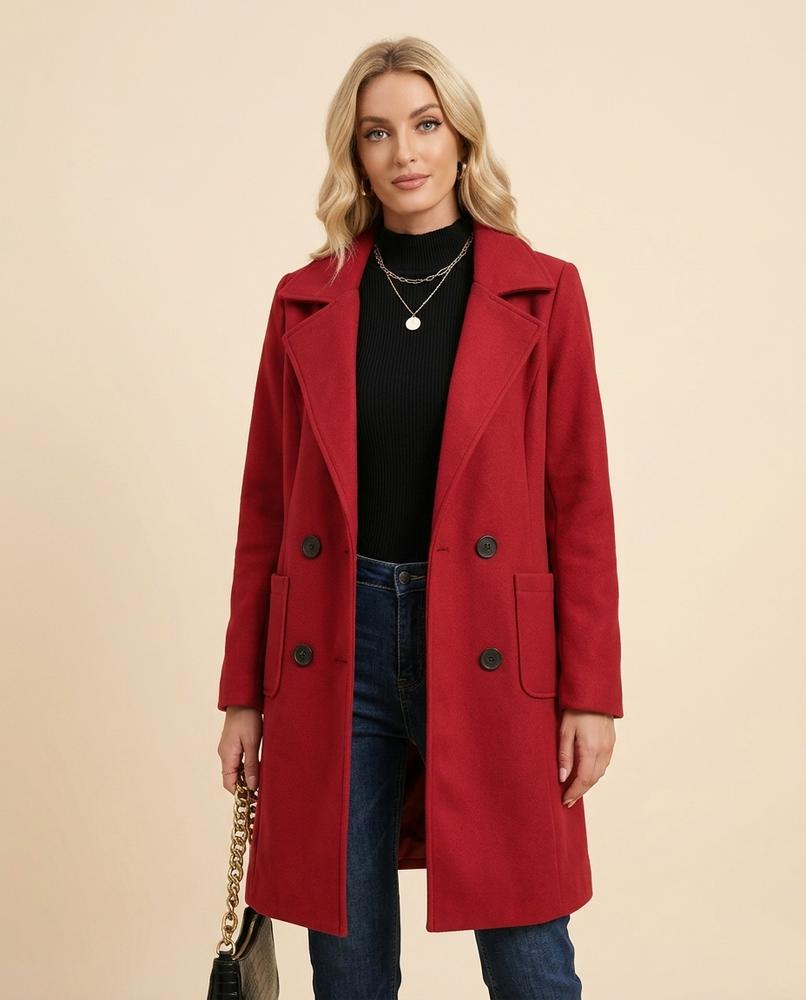 Lulus Secrets - Yorev | Double-Breasted Notched-Lapel Coat Women